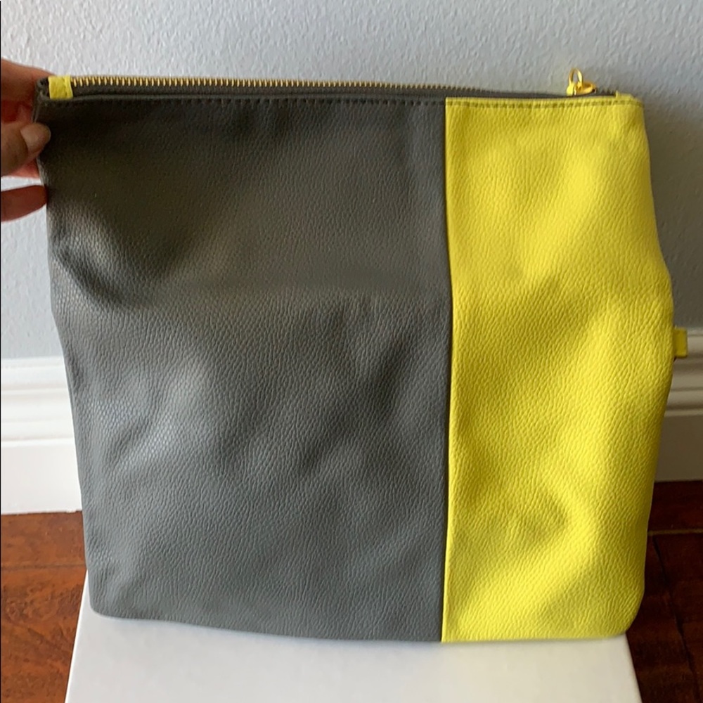 Yellow /Grey Color Block Wristlet Clutch - new - Picture 3 of 8